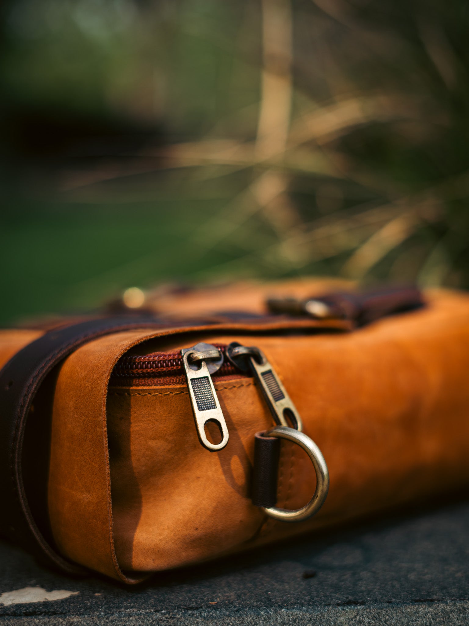 Tank Master Leather Tank Bag lifestyle shot