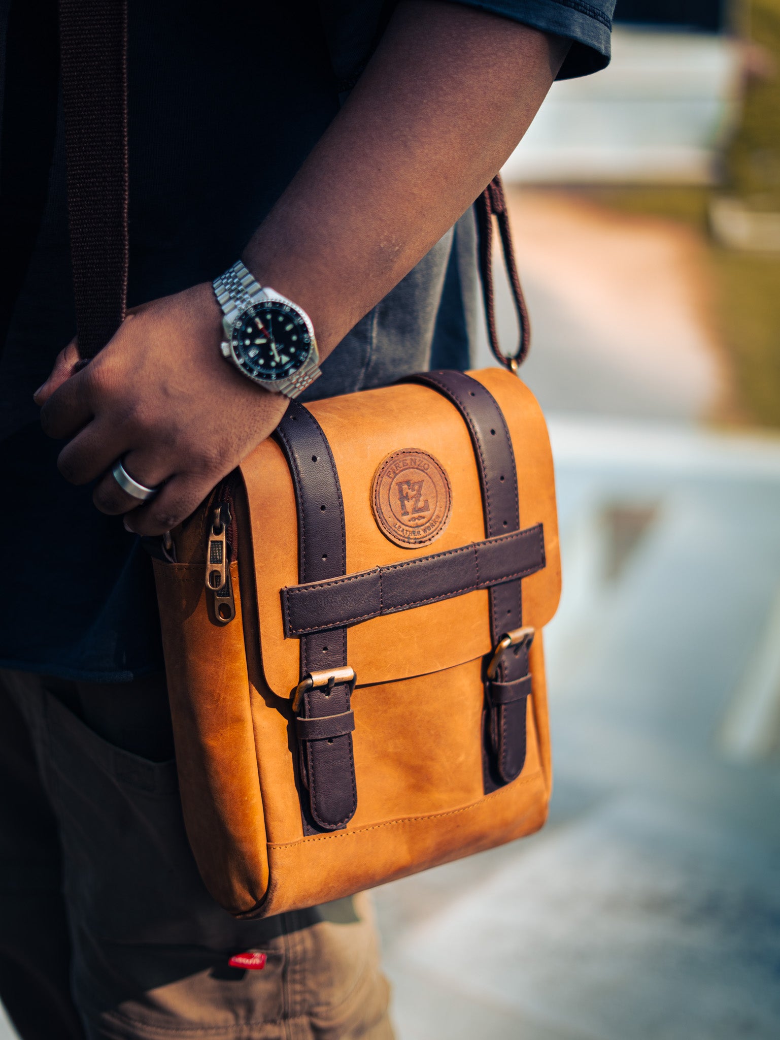 Tank Master Leather Tank Bag lifestyle